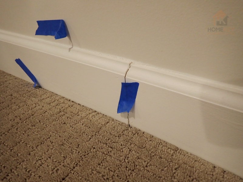 blue tape on trim board